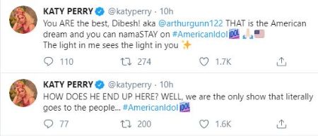 Roar Hitmaker Katy sharing Arthur's tweet.
